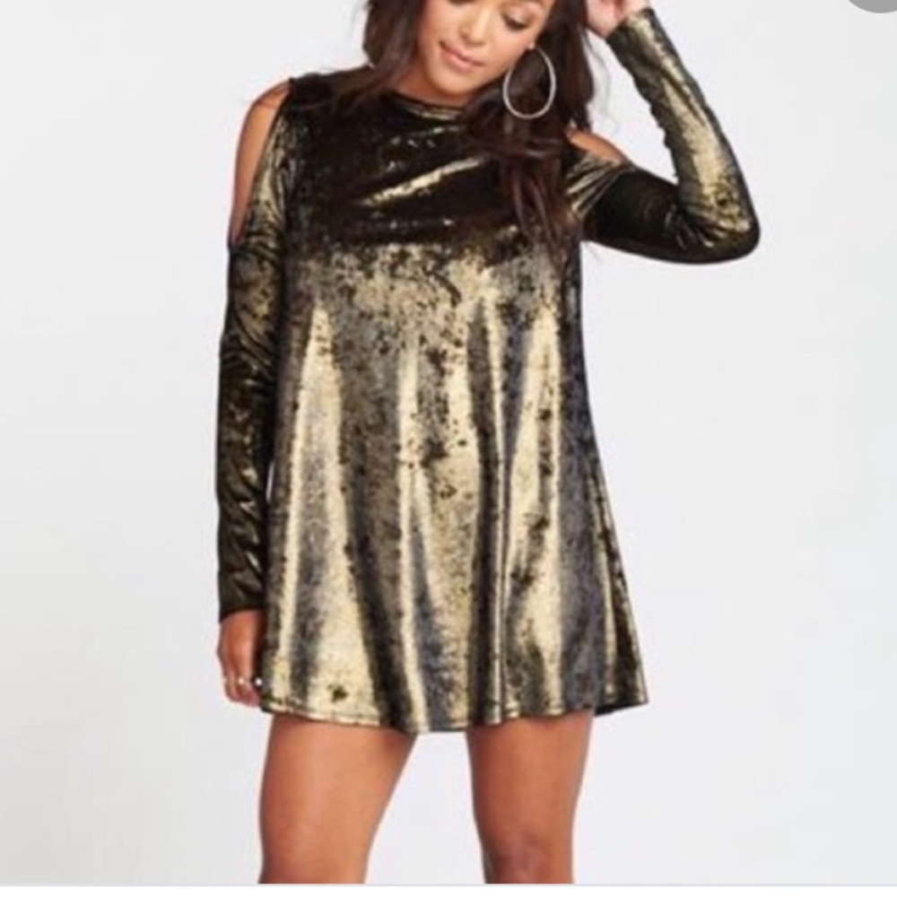 🦄SAMPLE-show me your mumu gold velvet dress tunic
